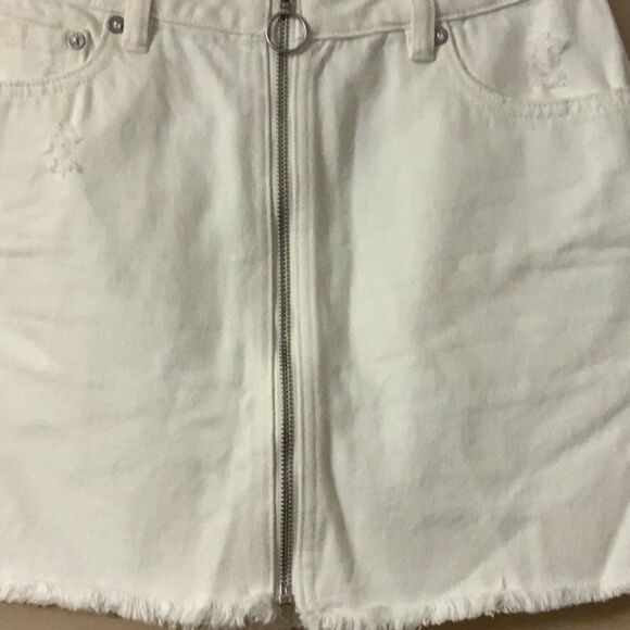 Free People Zip It Up Denim Mini Skirt White 26 - Picture 5 of 13